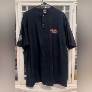 🏍️ Harley-Davidson Flame Logo Henley Tee – 2XL
